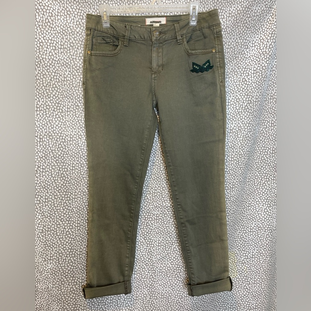 Forever 21 Olive Green Military Inspired Jeans Cropped Mid Rise Jeans Size 27 - Picture 8 of 12